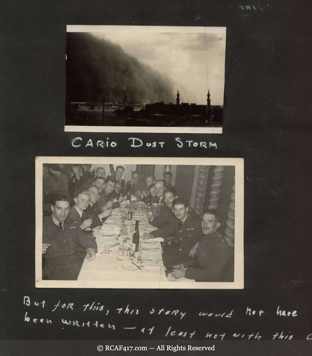 A dust storm rolling toward Cairo, and a formal officers' dinner