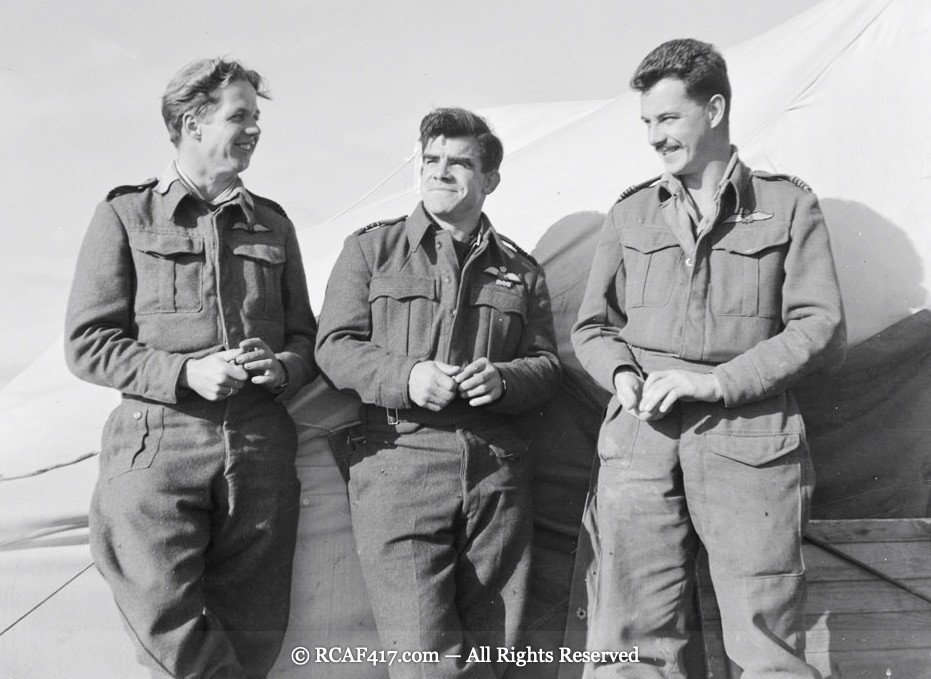 F/L Everad, S/L A.U. 'Bert' Houle, DFC, and F/L Whitside of 417 Squadron, RCAF, Italy, 1943-1944