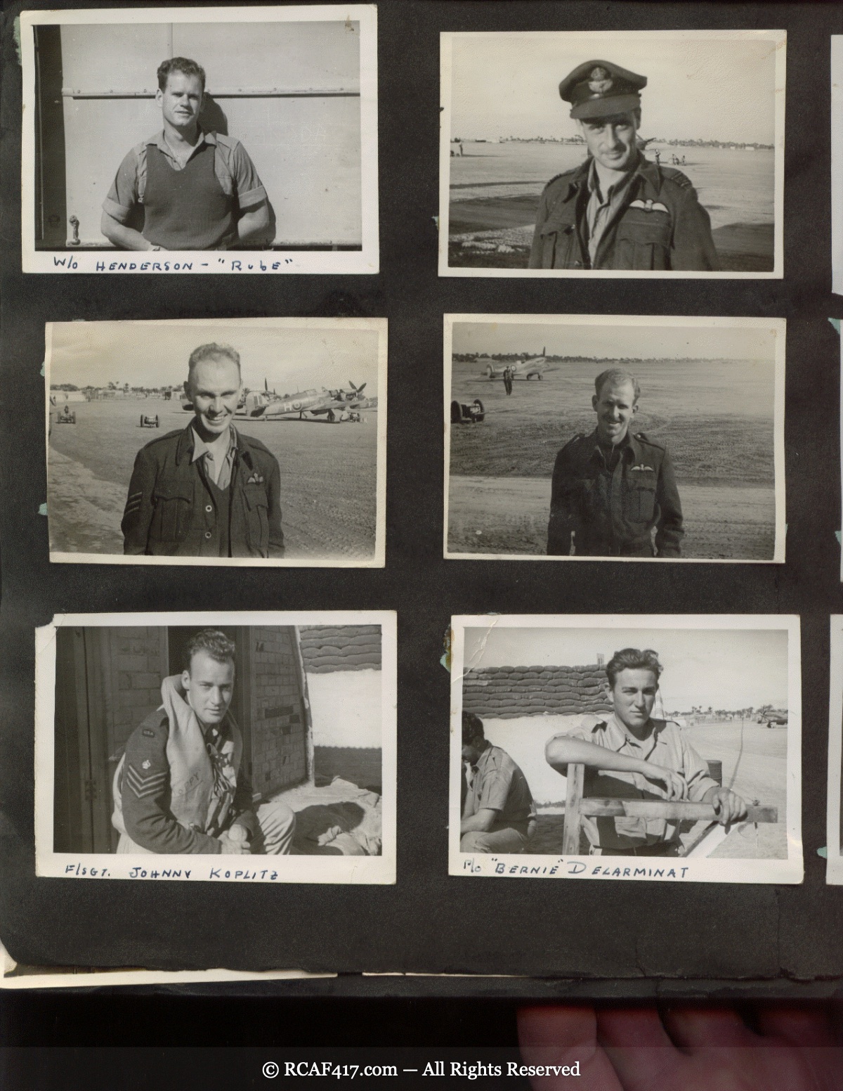 Individual portraits of 417 Squadron airmen in Egypt, including F/Sgt. Johnny Koplitz