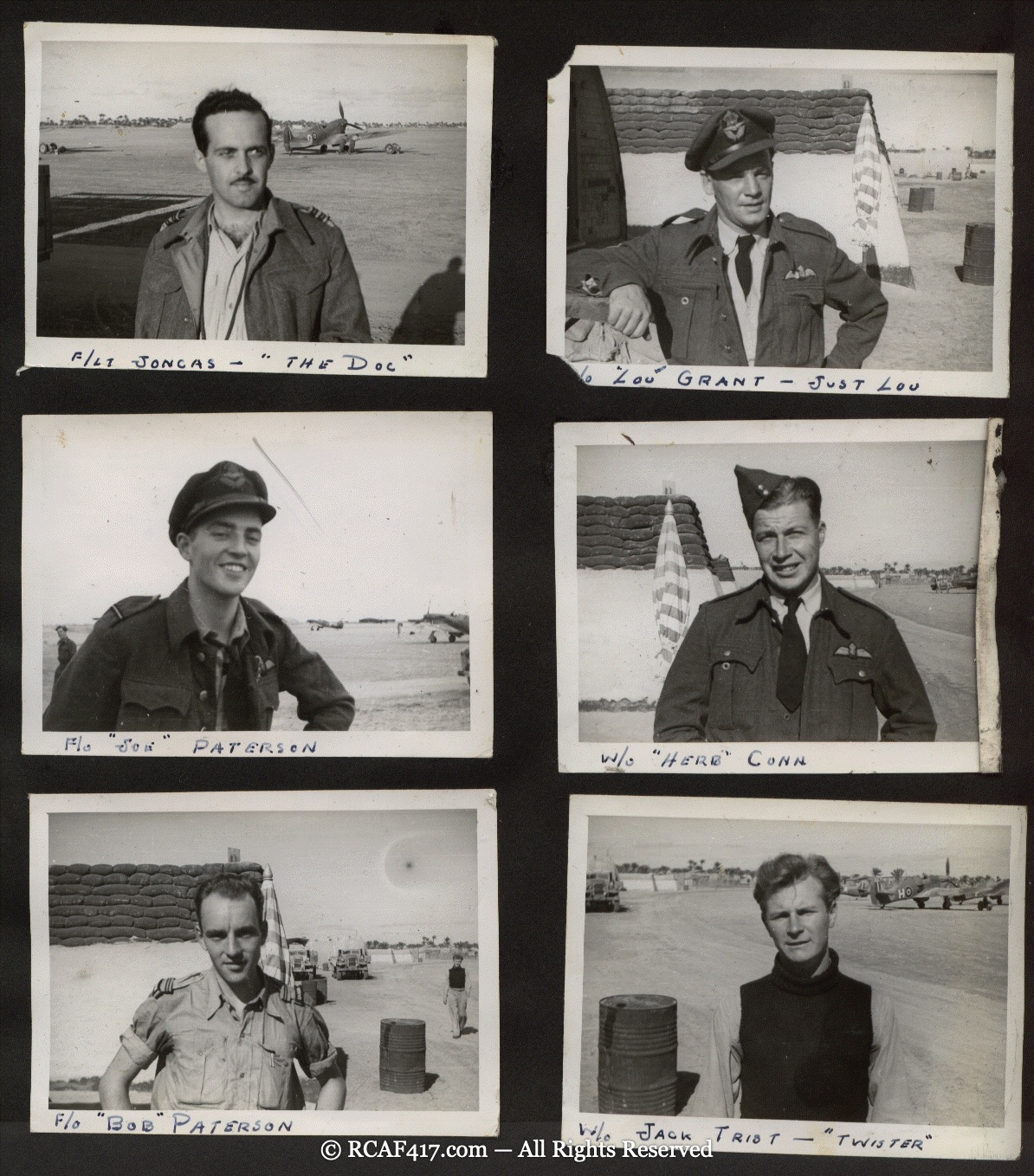 Individual portraits of six more 417 Squadron airmen in the desert