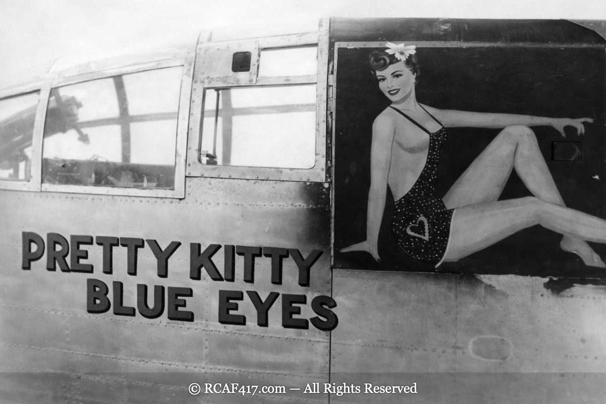 Nose art for the B-25 Pretty Kitty Blue Eyes